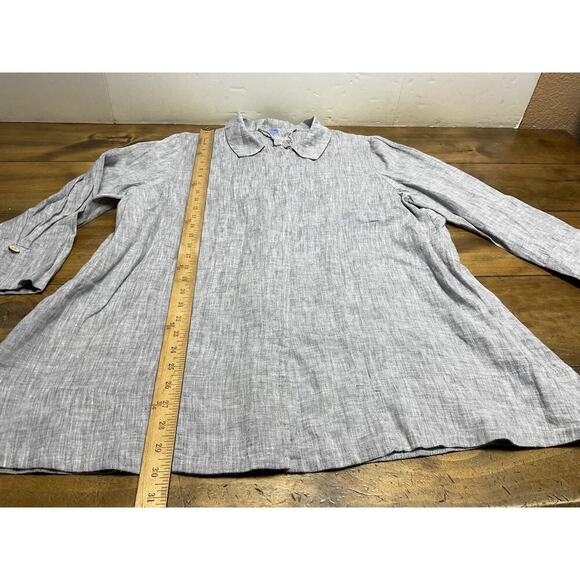 Yuvita Linen Gray Button Up Top Ladies Size Medium Tunic Lagenlook - Picture 7 of 13